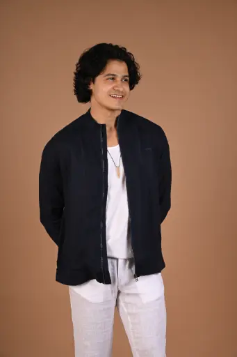 The Modern Nomad  Linen Utility Jacket- Pageant Blue