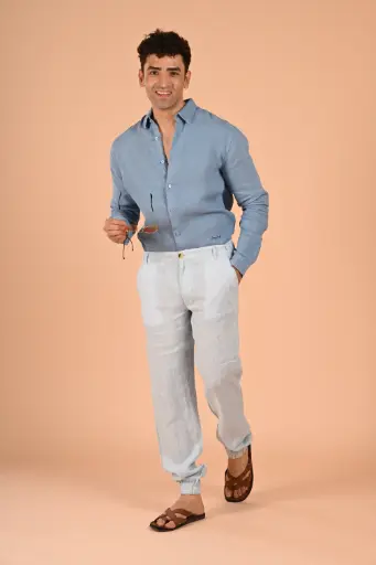 Sandy Shores Pure Linen Pant-  Ancient Water