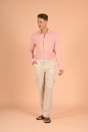 The Jungle Safari Linen Cargo Ribbed Pants-  Birch