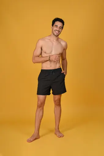 Plain Elastic Swim Shorts