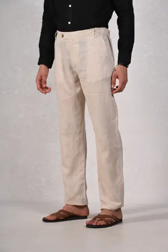 Sandy Shores Pure Linen Pant- Beige